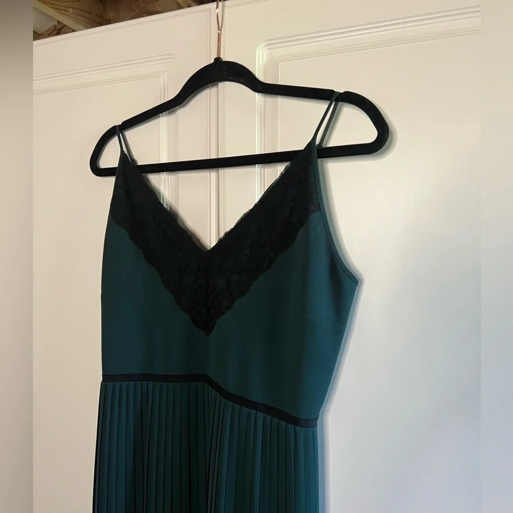 J. Crew Pleated Lace Trim Dress